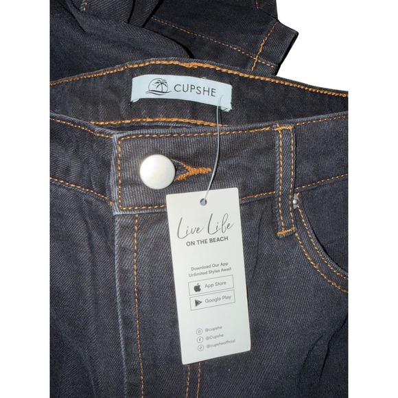 CUPSHE Black Wide Leg Denim Jeans High Rise Size S - Picture 3 of 5